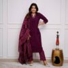 Cotton Maroon Kurti With Dupatta