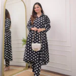 Black Floral Print Kurti With Pant Set