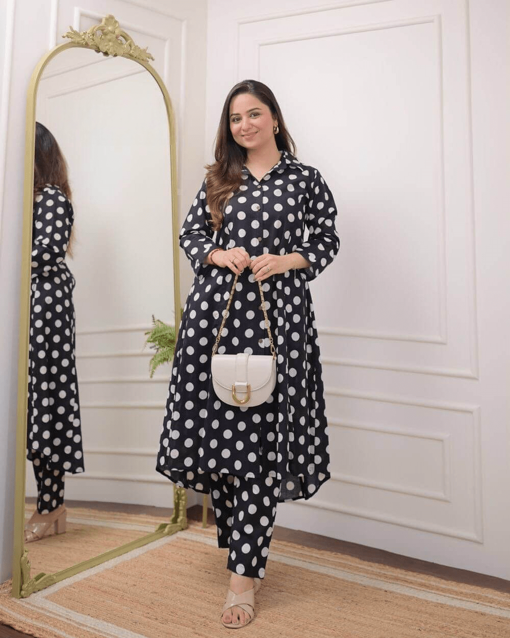 Black Floral Print Kurti With Pant Set