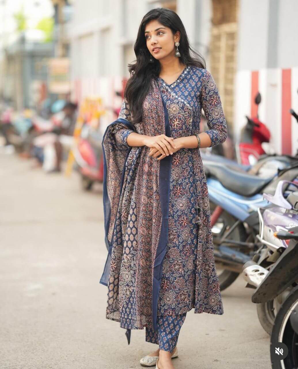 Cotton Angrakha Anarkali Kurti Set