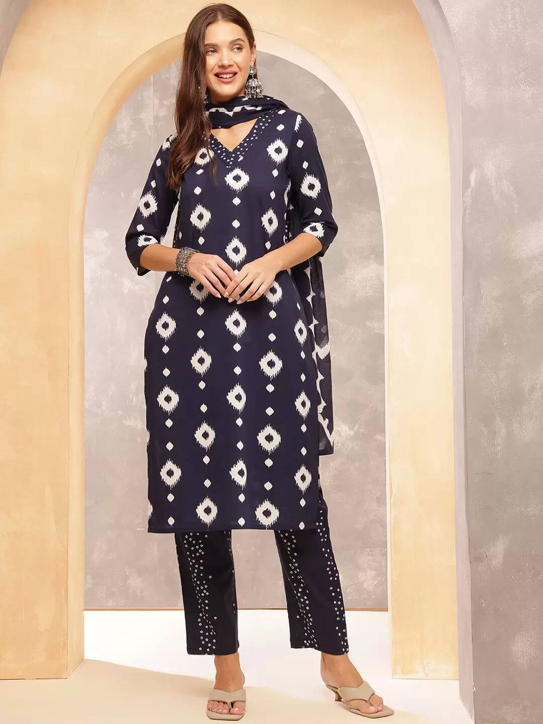 Blue Kurti With Dupatta Set