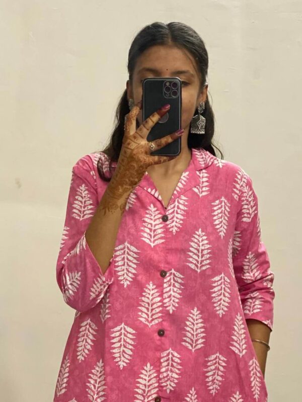 Pink Procin Printed Kurti With Pant