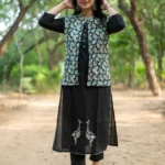 Cotton Black Kurti With Jacket Pant Set