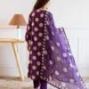 Embroidered Dark Purple Salwar Suit