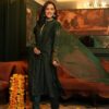 Dark Green Muslin Kurti Pant Dupatta Set