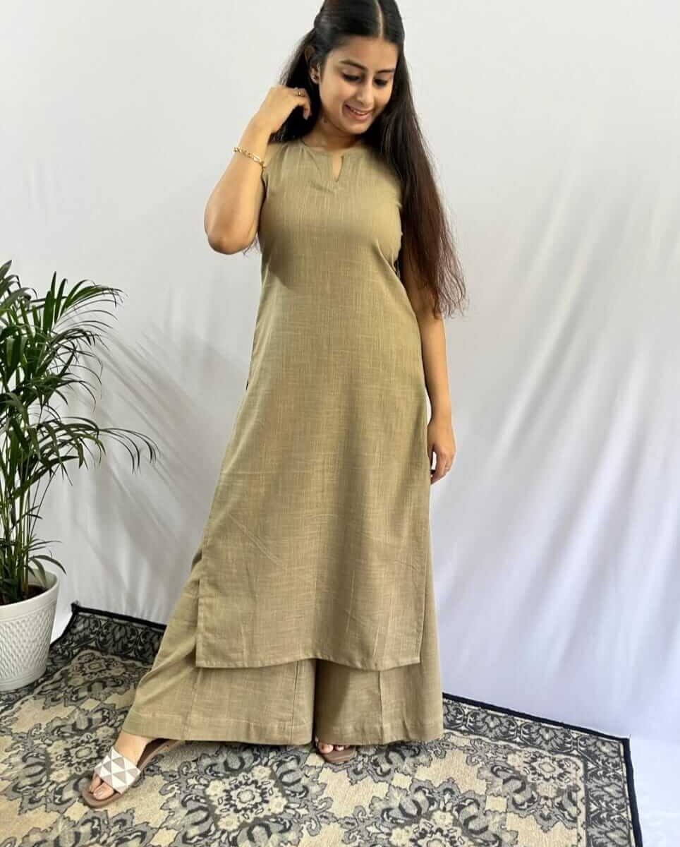 Sleevesless Kurti With Palazzo Set