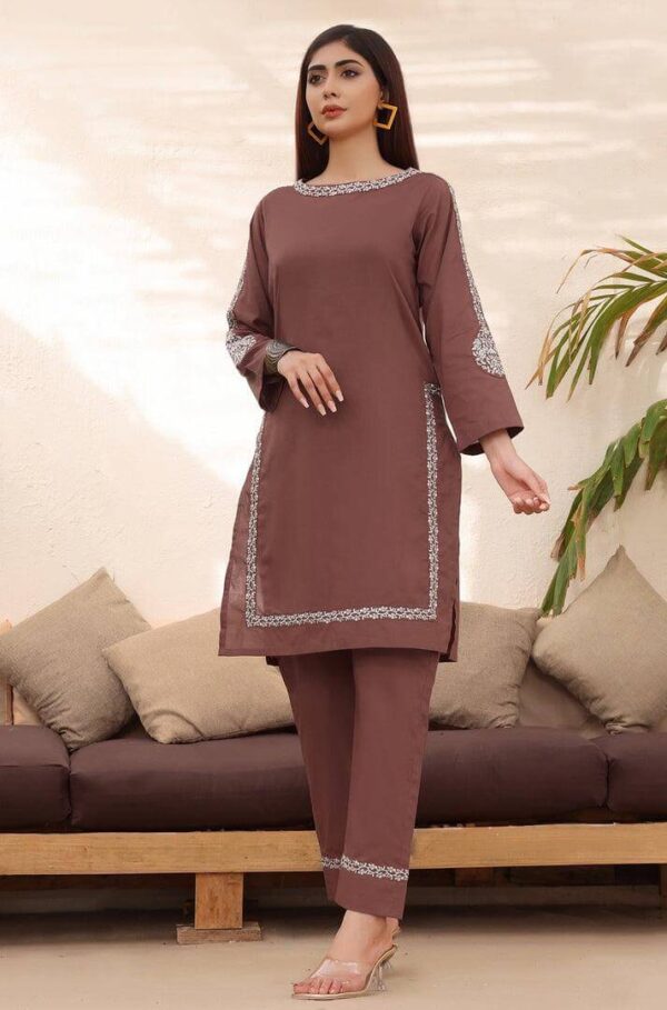 Brown Rayon Printed Kurti Pant Set