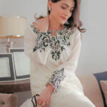 White Black Print Kurti Pant With Dupatta Set