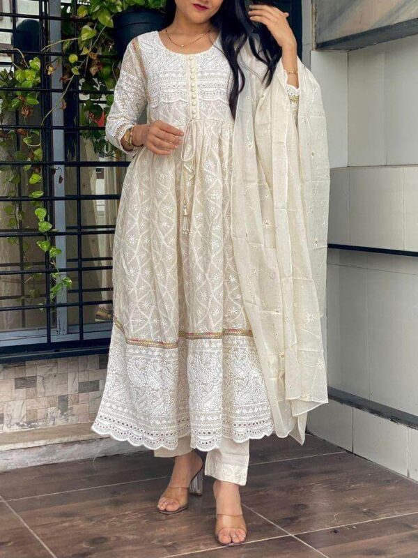 Chikankari White Suit Set