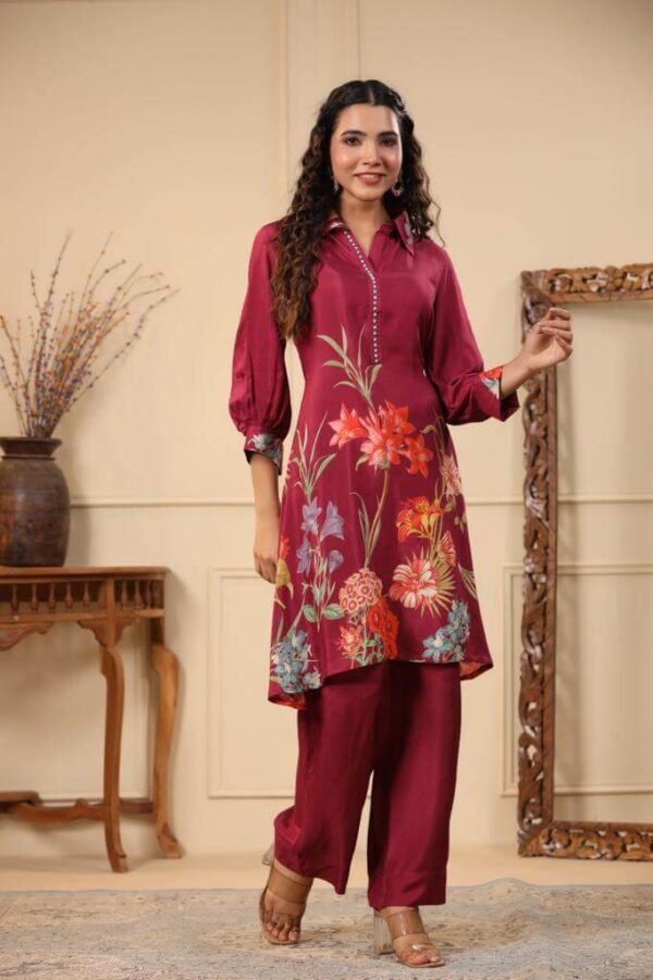 Party Wear Muslin Kurti With Palazzo Set