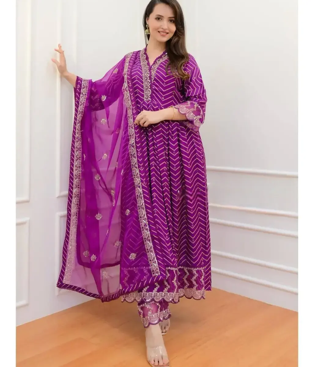 Purple Rayon Naira Cut Suit Set