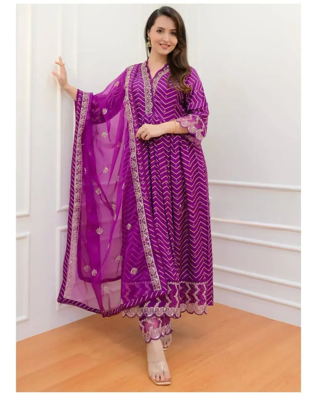 Purple Rayon Naira Cut Suit Set