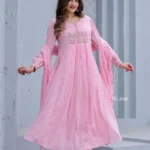 Light Pink Cotton Kurti Pant Dupatta Set