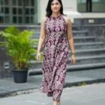 Light Purple Sleeveless Cotton Kurti With Pant