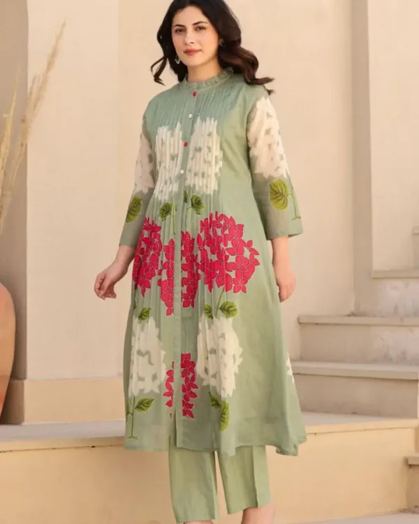 Multicolored Cotton Kurti With Pant