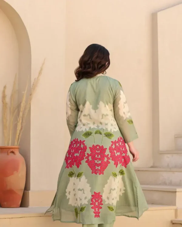 Multicolored Cotton Kurti With Pant Back