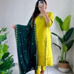 Peacock Green Kurti Pant With Dupatta​