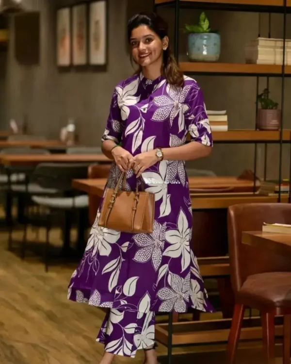 Purple Kurti With Salwar Set