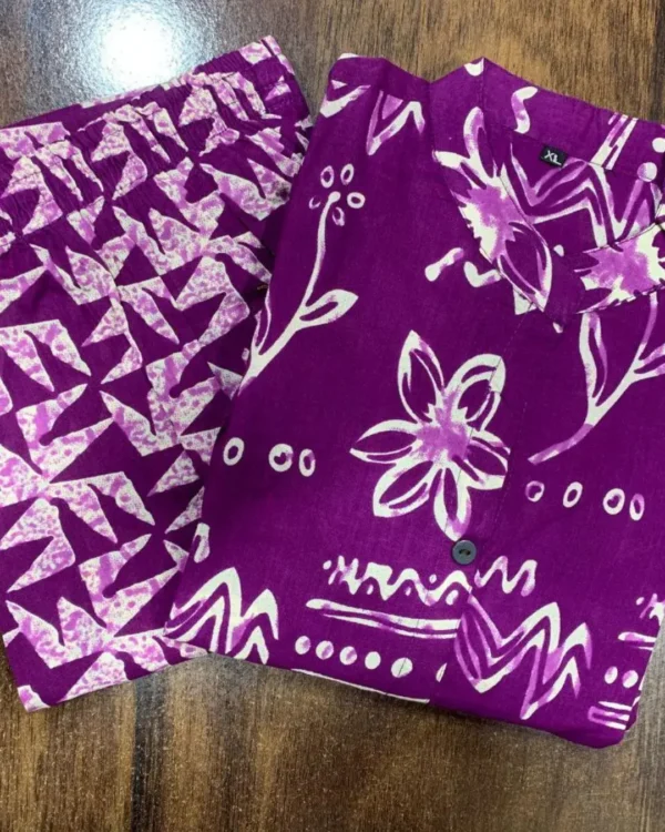 Purple Printed Kurti With Pant Set1