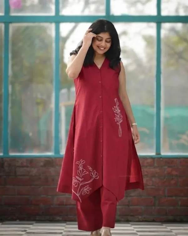 Office Wear Sleeveless Kurti Palazzo Set