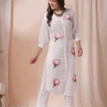 White Cotton Office Wear Kurti Set