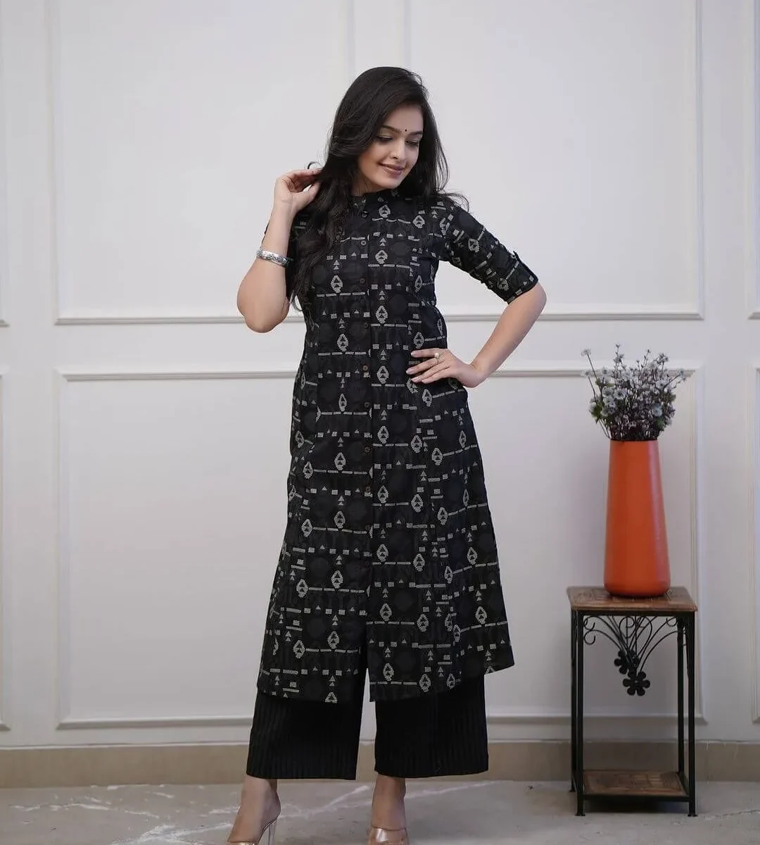 Black Palazzo With Kurti Set​