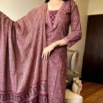 Ajrak Print Cotton Kurti​ Pant Dupatta Set
