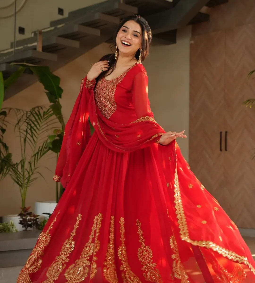 Party Wear Georgette Gown Suit Set