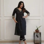 Black Daily Office Wear Kurti Pant