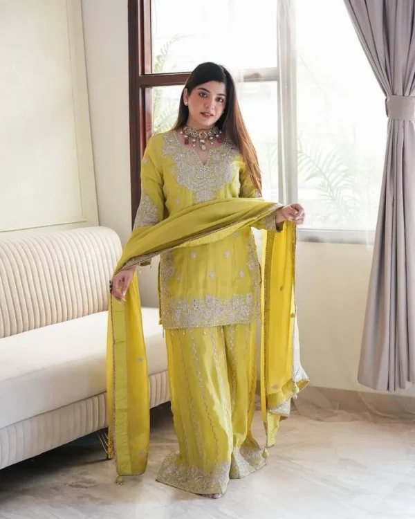 Yellow Chanderi Salwar Suit For Haldi