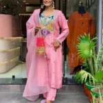 Silk Party Wear Kurti Pant Dupatta Set​