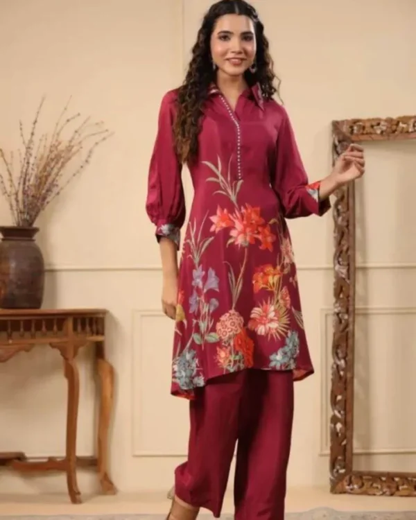 Party Wear Muslin Kurti With Palazzo Set