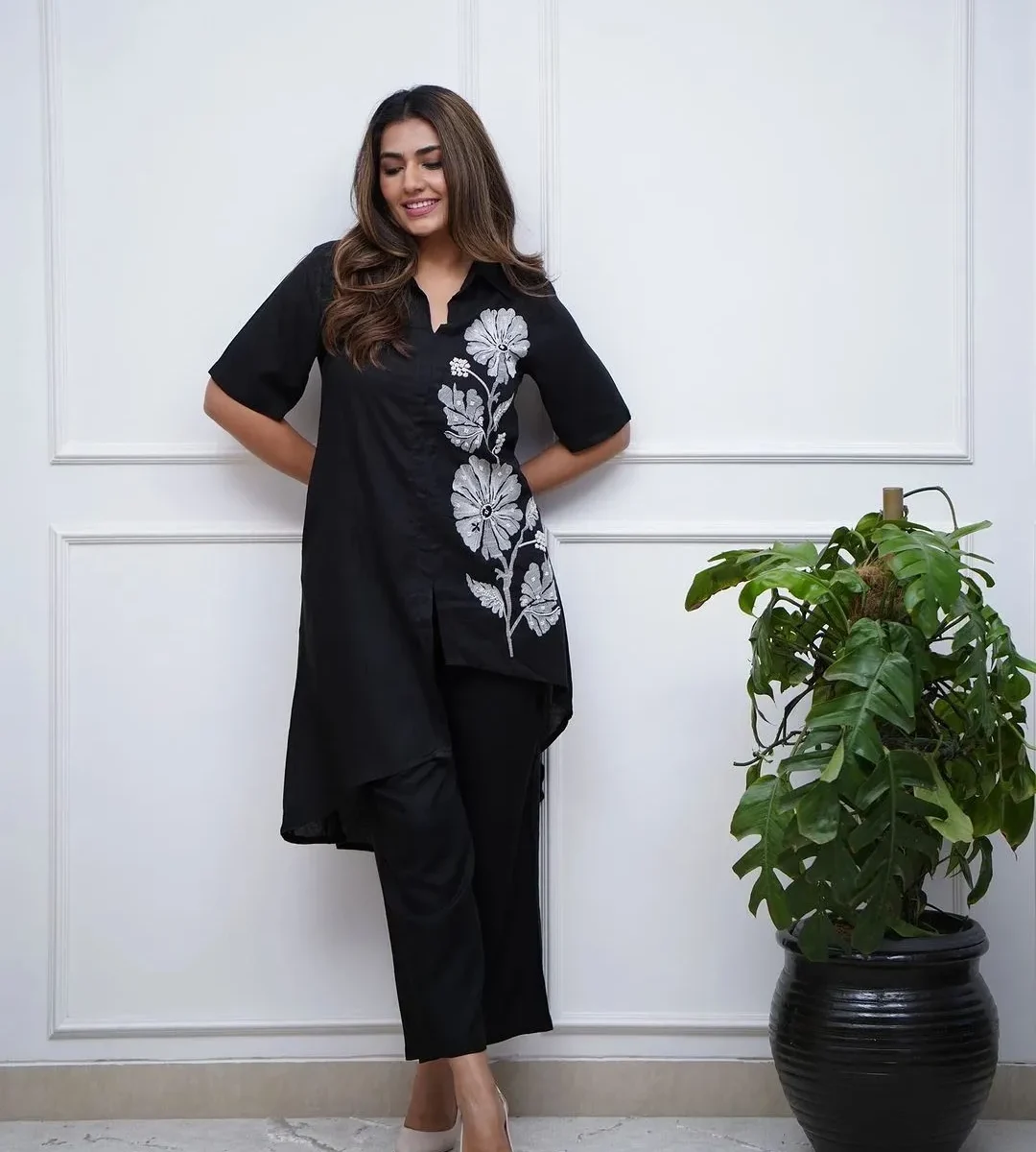 Floral Print Black Co-Ord Set