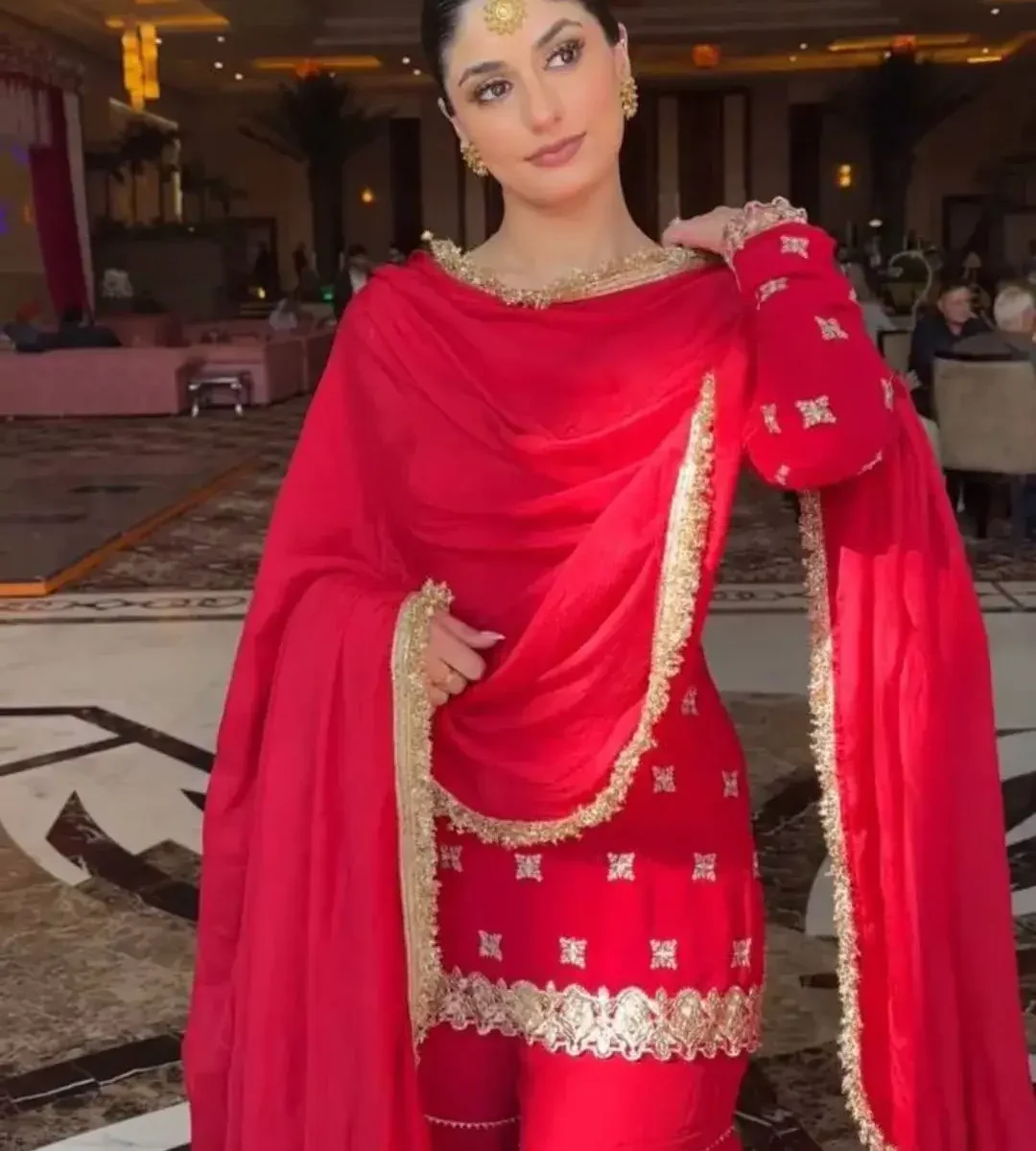 Red Sharara Suit Party Wear​