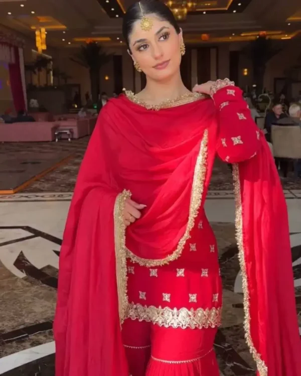 Red Sharara Suit Party Wear​