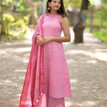 Pink Colour Kurti Combination Pant Dupatta Set