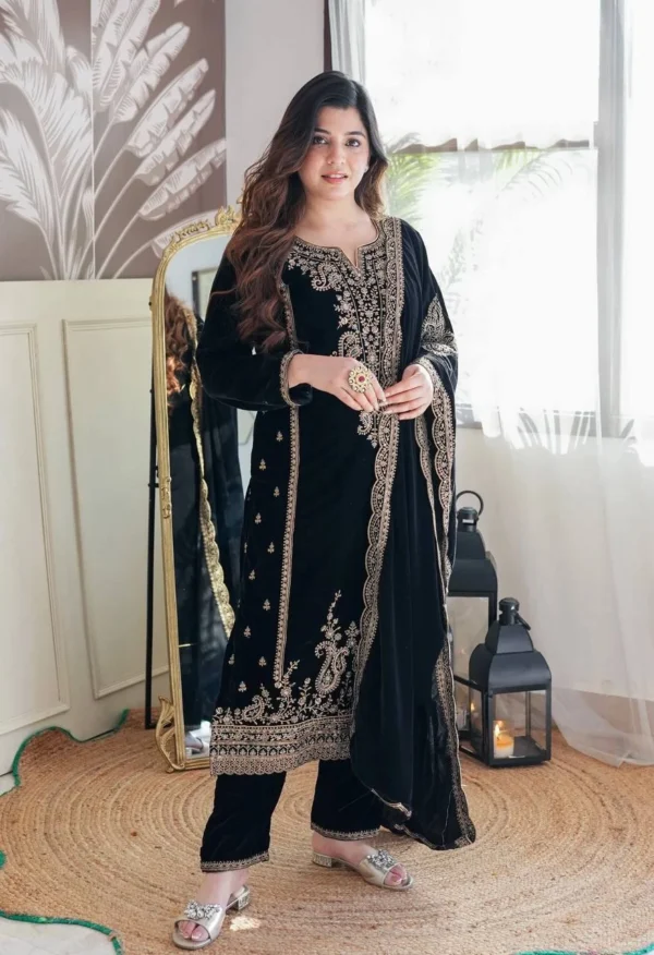 Black Velvet Salwar Suit Set