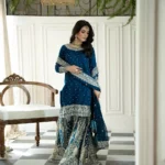 Party Wear Dark Blue Gharara Suit Set