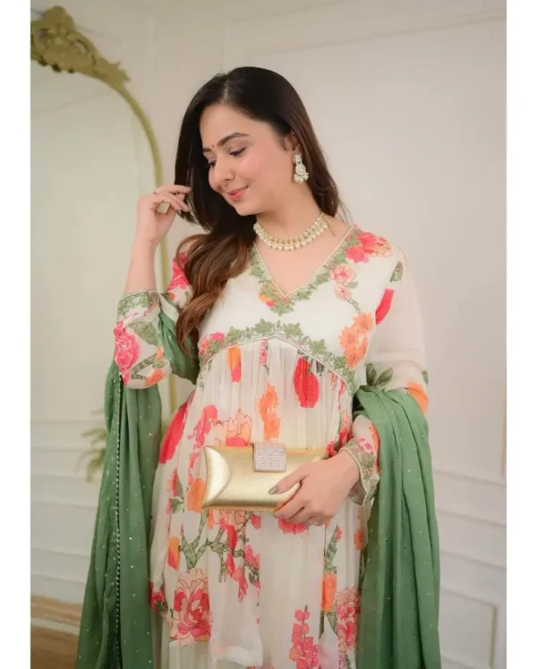 Chiffon Kurti Sharara With Dupatta Set