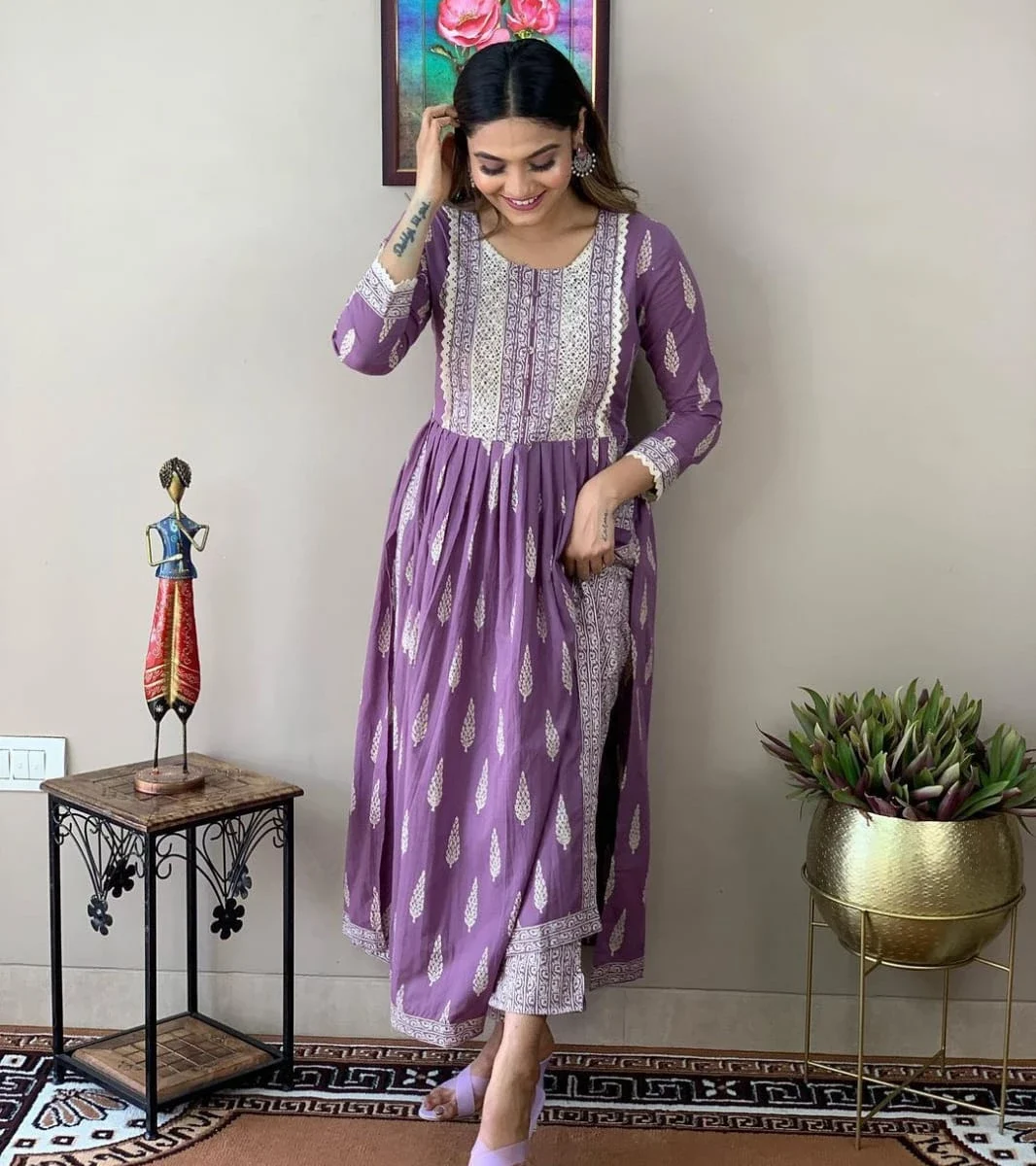 Printed Office Wear Kurti Pant Set