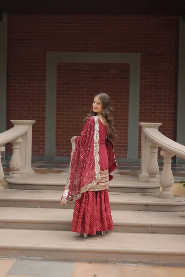 Maroon Colour Sharara Suit Set