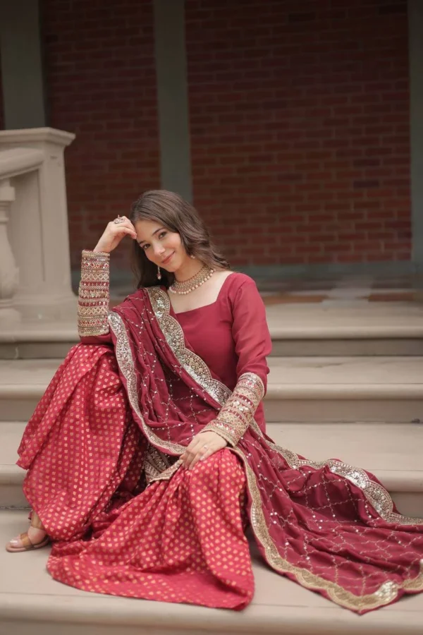 Maroon Colour Sharara Suit Set