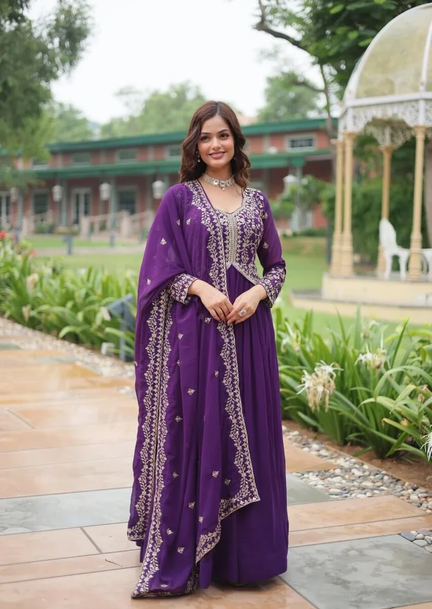 Purple Georgette Party Wear Suit Set