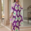 Purple Floral Print Kurti Pant Dupatta Set