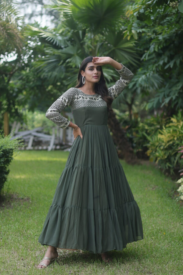 Green Colour Gown For Wedding Wear​