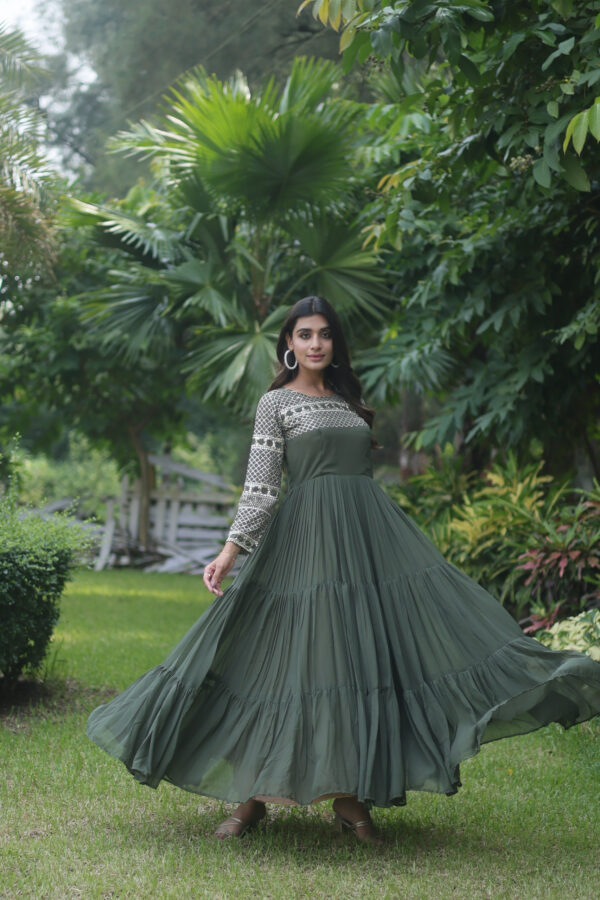 Green Colour Gown For Wedding Wear​