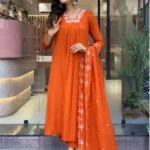 Orange Silk Chiffon Suits Set