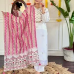 Viscose Chanderi White Suit Set