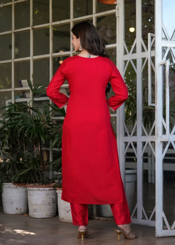 Red Viscose Chanderi Suits Set