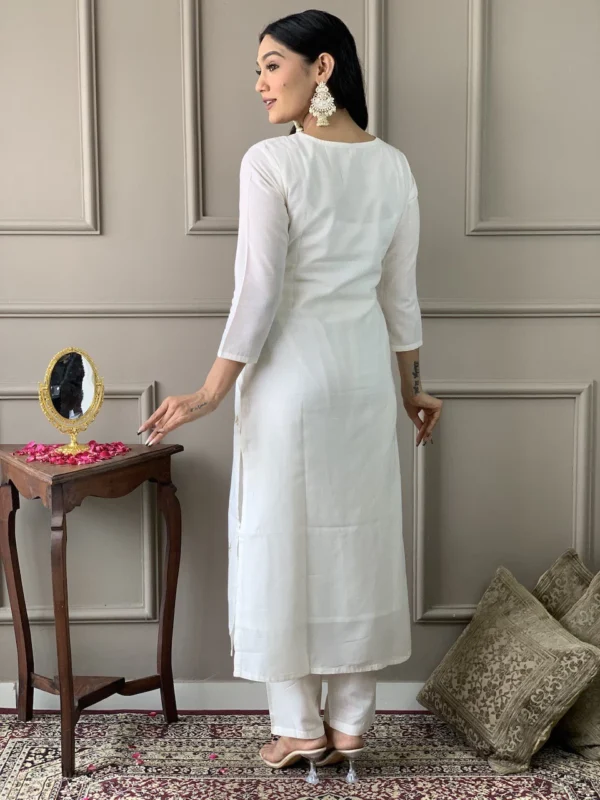 Off White Viscose Suits Set